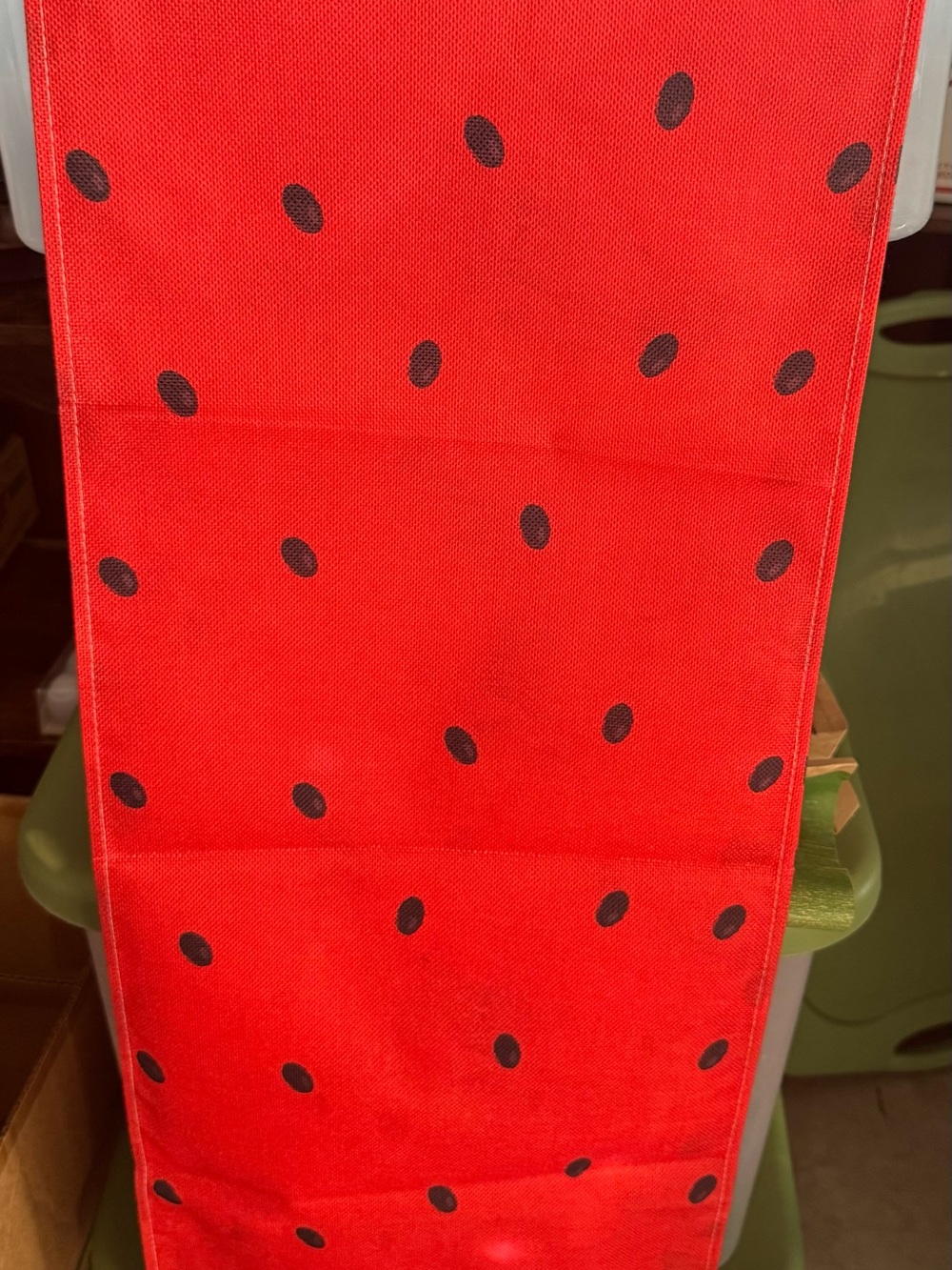 NWOT Red and Black Watermelon Table Runner, 13x72
